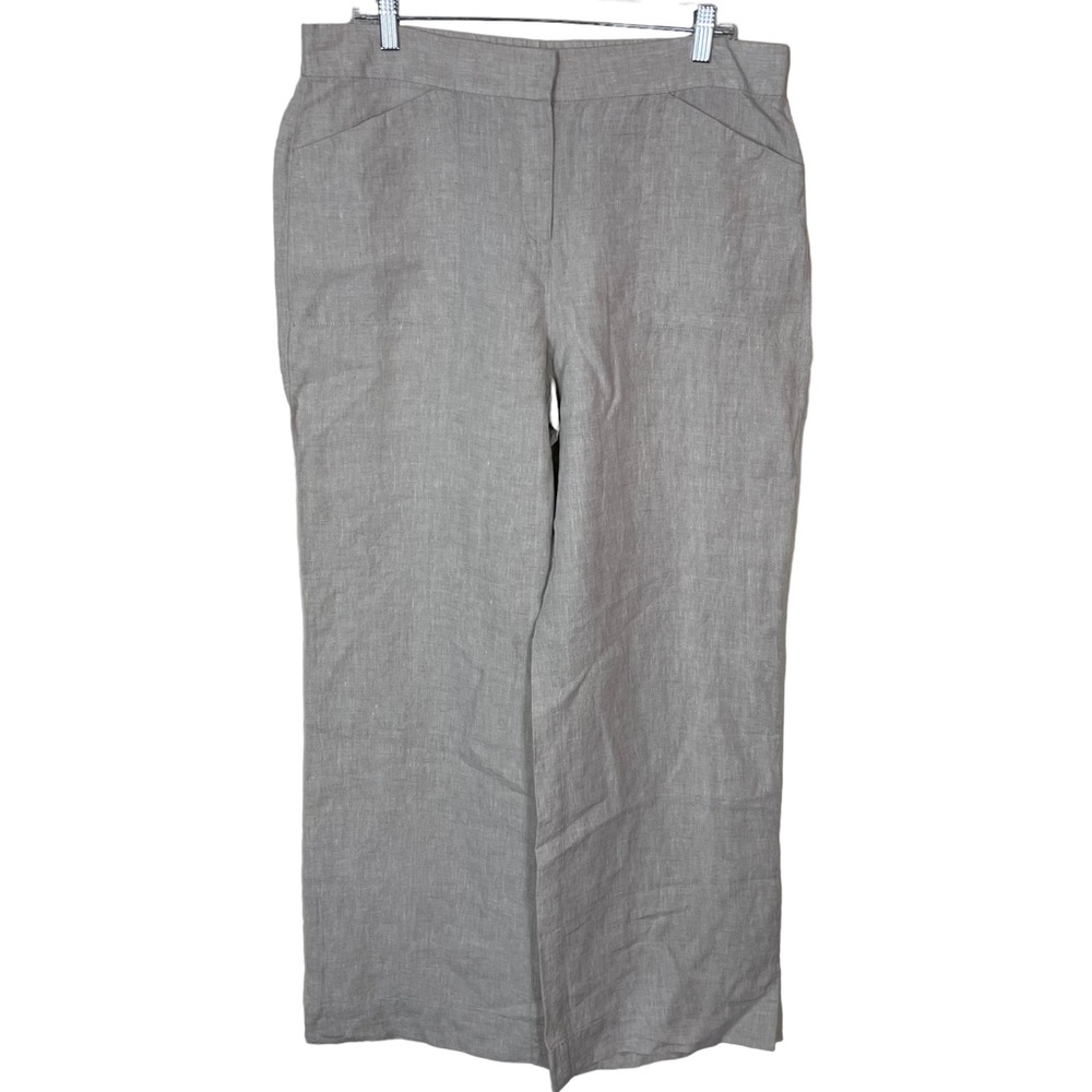 Chico’s 100% Linen Wide Leg Comfort Flowing Loose Relaxed Trouser Pants Size 2